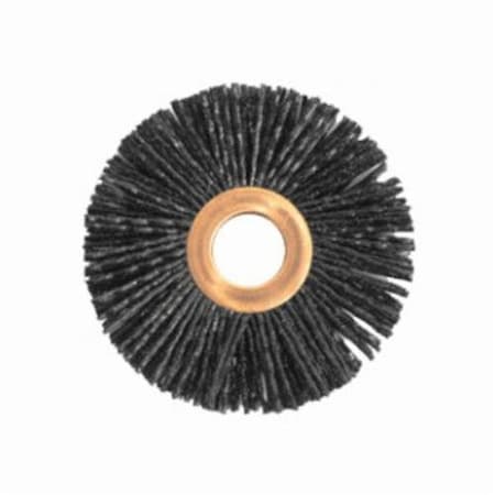 Nylox Burr-Rx Wheel Brush, Small Diameter, 3 in Brush Dia, 1/2 in Face W, 1/2 in Arbor Hole, Crimped/Round 17565